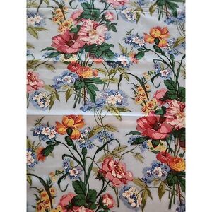 Vintage Waverly‎ "Oakhurst" BLUE FLORAL GLAZED COTTON CHINTZ Glam Shabby Cottage